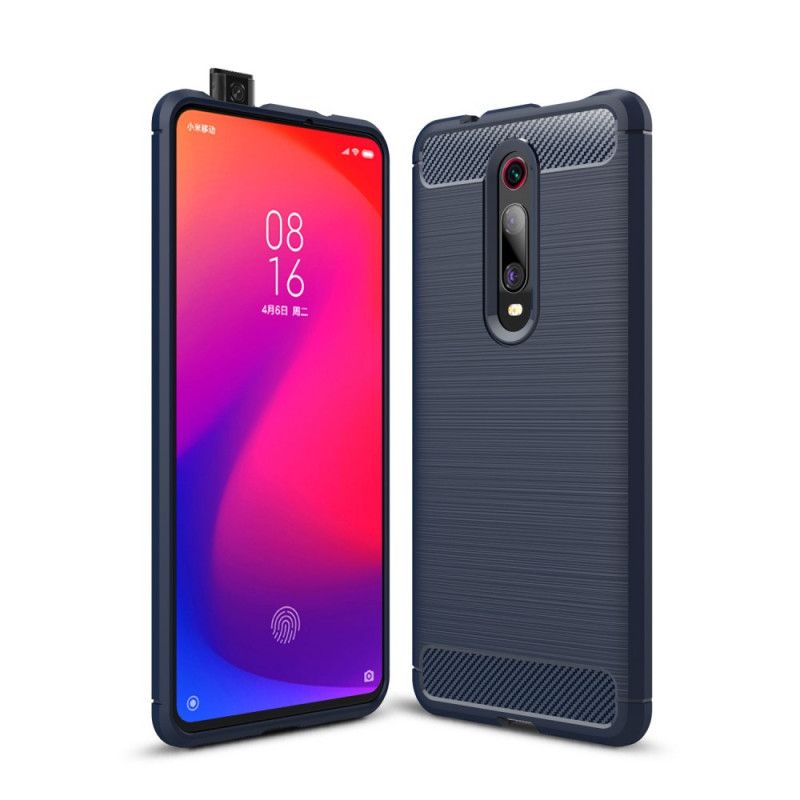 Hoesje voor Xiaomi Mi 9T / Mi 9T Pro Rood Zwart Geborsteld Koolstofvezel