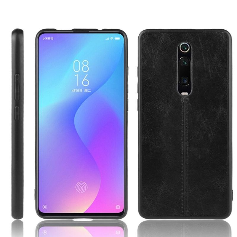 Hoesje voor Xiaomi Mi 9T / Mi 9T Pro Rood Zwart Gestikt Leereffect