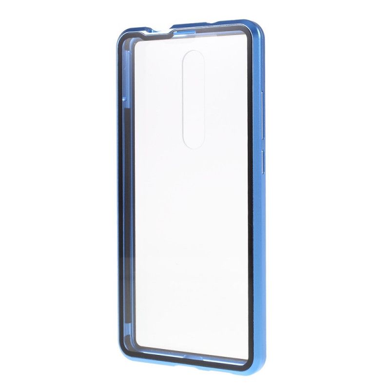 Hoesje voor Xiaomi Mi 9T / Mi 9T Pro Wit Zwart Metalen Randen En Gehard Glas