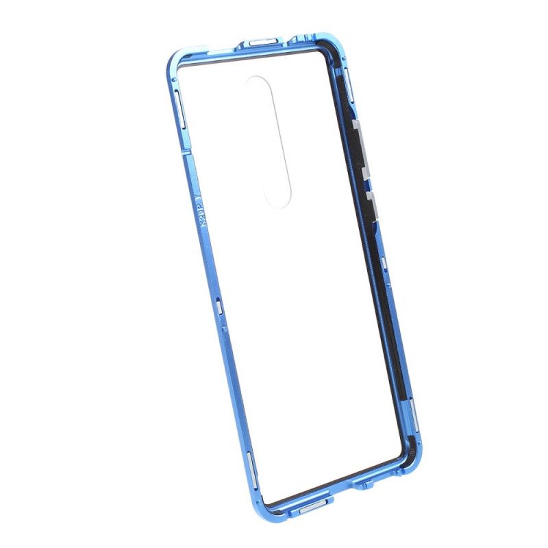 Hoesje voor Xiaomi Mi 9T / Mi 9T Pro Wit Zwart Metalen Randen En Gehard Glas