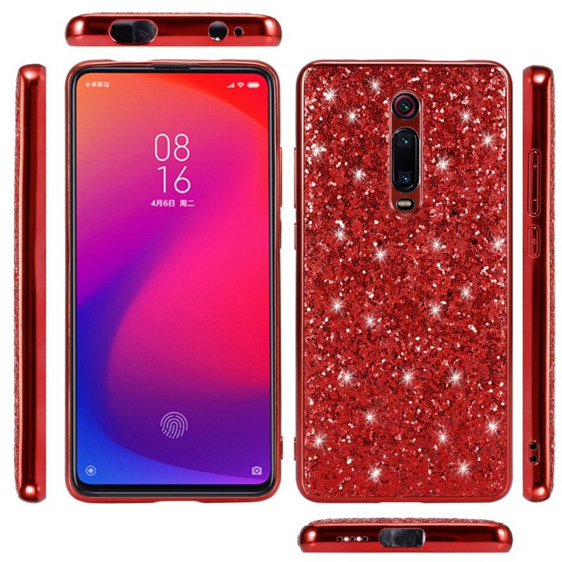 Hoesje Xiaomi Mi 9T / Mi 9T Pro Rood Zwart Ik Ben Glitter