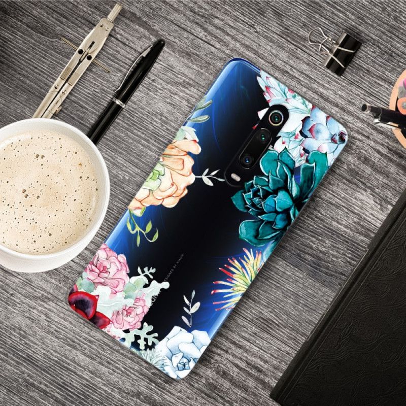 Hoesje Xiaomi Mi 9T / Mi 9T Pro Telefoonhoesje Transparante Aquarelbloemen