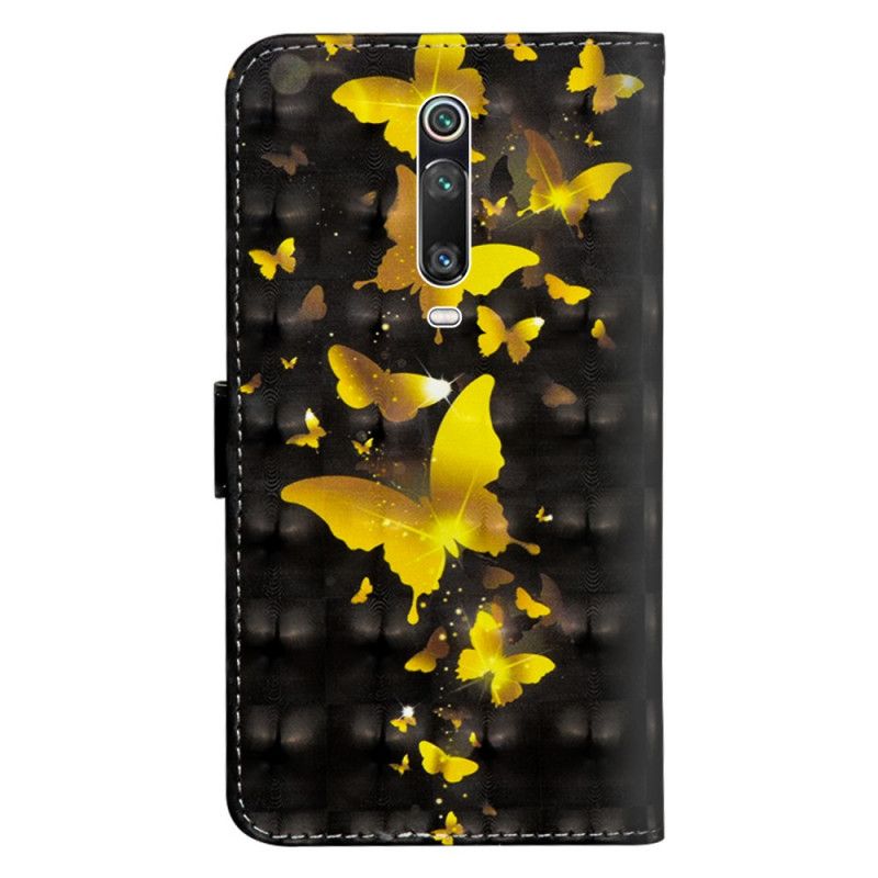 Leren Hoesje Xiaomi Mi 9T / Mi 9T Pro Gele Vlinders