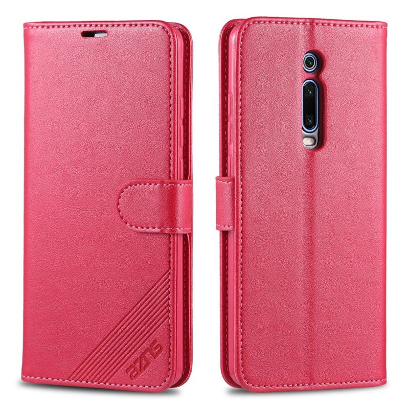 Leren Hoesje Xiaomi Mi 9T / Mi 9T Pro Magenta Zwart Luxe Azns