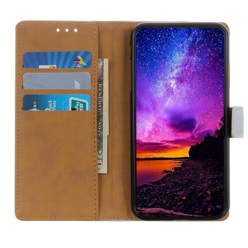 Leren Hoesje Xiaomi Mi 9T / Mi 9T Pro Zilver Zwart Telefoonhoesje Eenvoudig Kunstleer