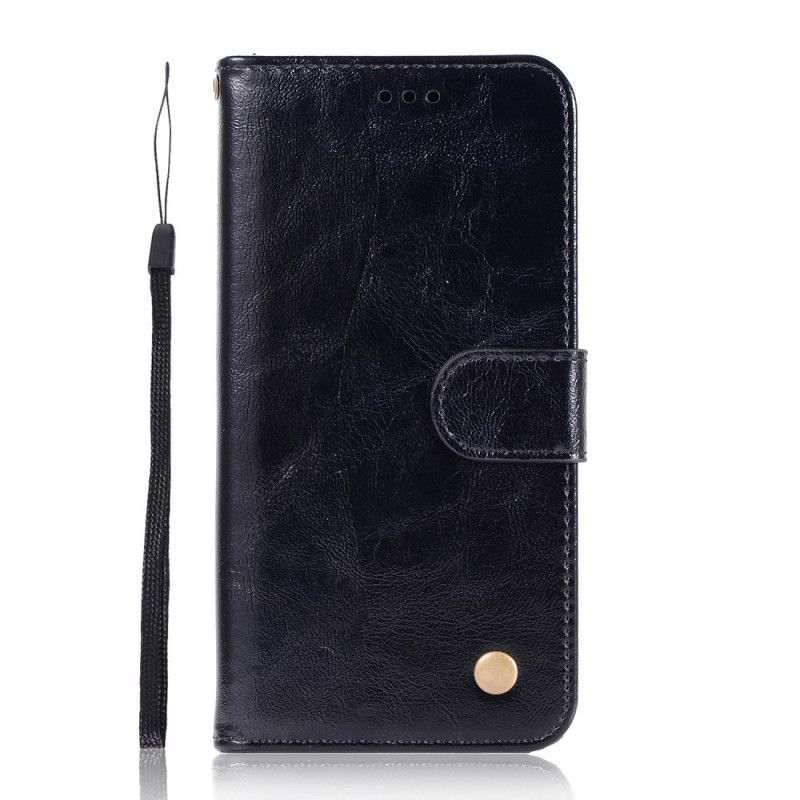 Leren Hoesje Xiaomi Mi 9T / Mi 9T Pro Zwart Telefoonhoesje Vintage Leereffect Met Riem