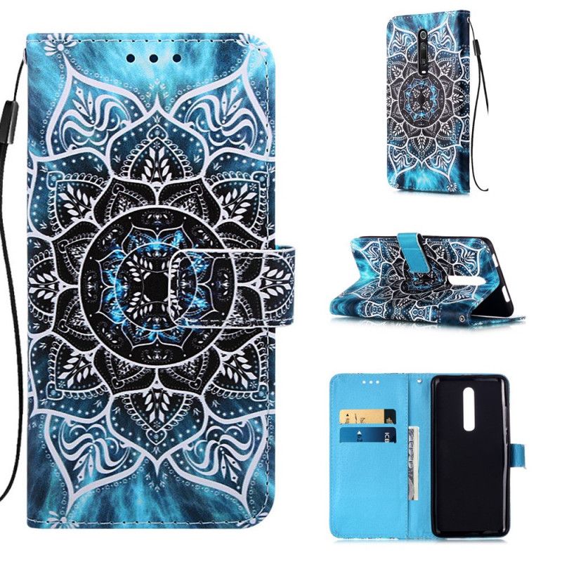 Leren Hoesje Xiaomi Mi 9T / Mi 9T Pro Zwarte String Mandala