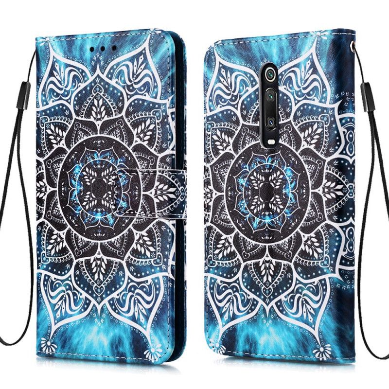 Leren Hoesje Xiaomi Mi 9T / Mi 9T Pro Zwarte String Mandala