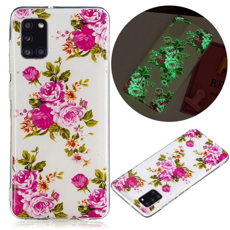 Case Hoesje Samsung Galaxy A31 Telefoonhoesje Fluorescerende Vrijheidsbloemen