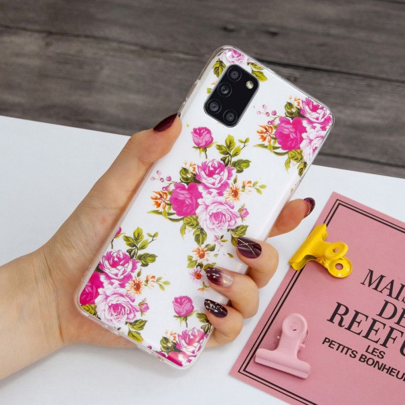 Case Hoesje Samsung Galaxy A31 Telefoonhoesje Fluorescerende Vrijheidsbloemen