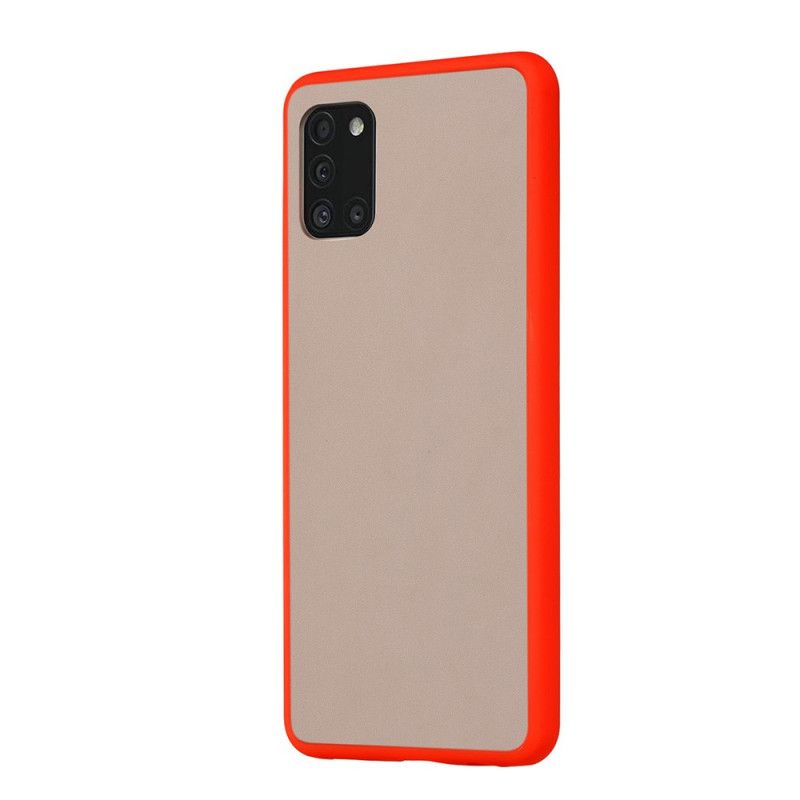 Case Hoesje Samsung Galaxy A31 Wit Zwart Telefoonhoesje Hybride Met Gekleurde Randen