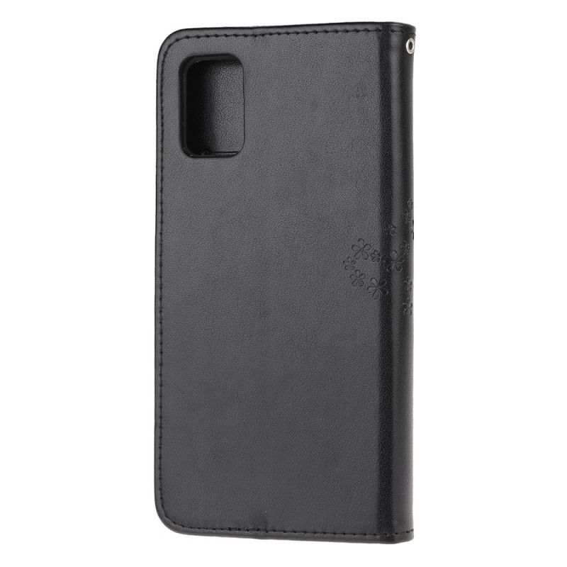 Cover Folio-hoesje Samsung Galaxy A31 Grijs Zwart Telefoonhoesje Boom En String Uilen