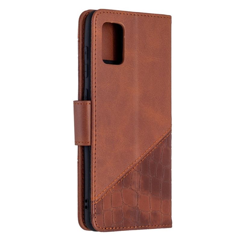 Cover Folio-hoesje Samsung Galaxy A31 Grijs Zwart Telefoonhoesje Klassiek Krokodillenleereffect