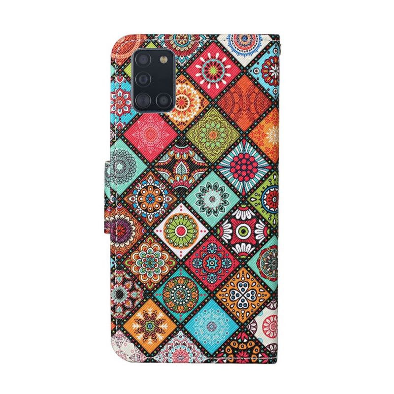 Cover Folio-hoesje Samsung Galaxy A31 Telefoonhoesje Patchwork Mandala'S Met String