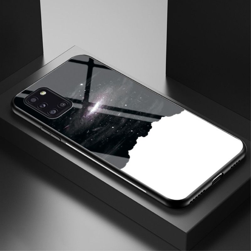 Cover Hoesje Samsung Galaxy A31 Grijs Wit Telefoonhoesje Schoonheid Gehard Glas