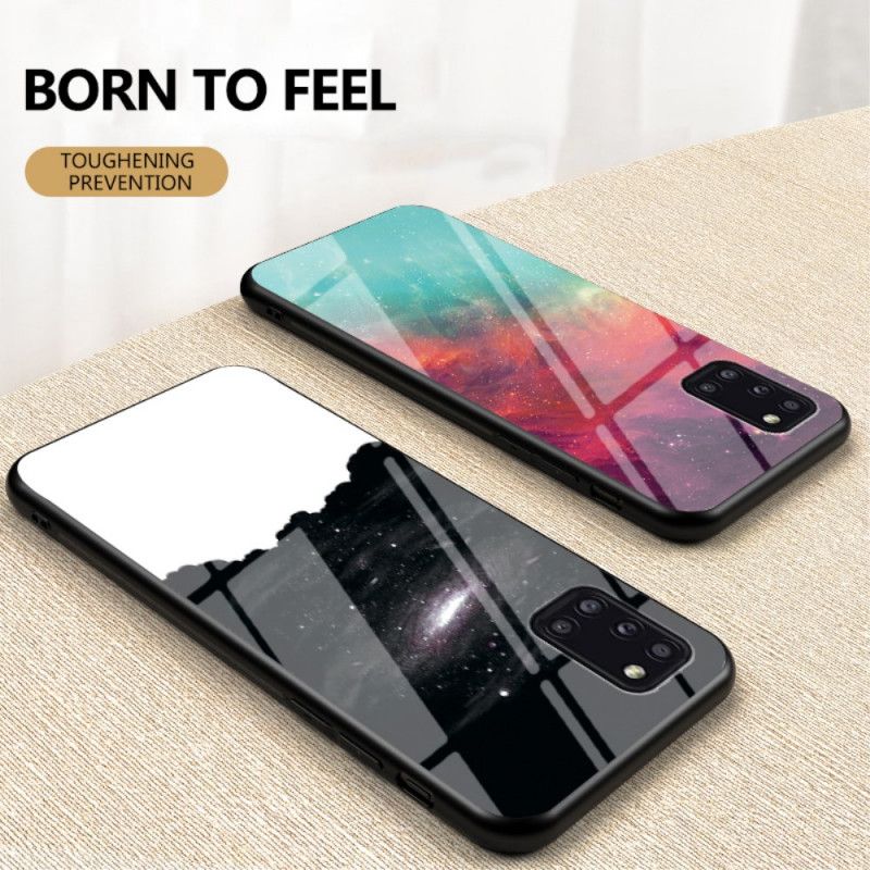 Cover Hoesje Samsung Galaxy A31 Grijs Wit Telefoonhoesje Schoonheid Gehard Glas