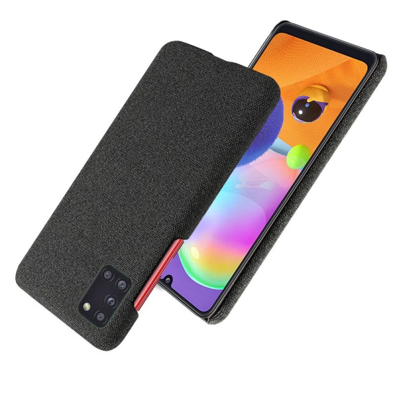 Cover Hoesje Samsung Galaxy A31 Grijs Zwart Telefoonhoesje Ksq Stof Textuur