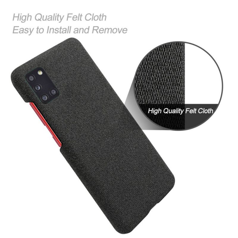 Cover Hoesje Samsung Galaxy A31 Grijs Zwart Telefoonhoesje Ksq Stof Textuur