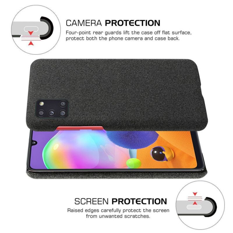 Cover Hoesje Samsung Galaxy A31 Grijs Zwart Telefoonhoesje Ksq Stof Textuur