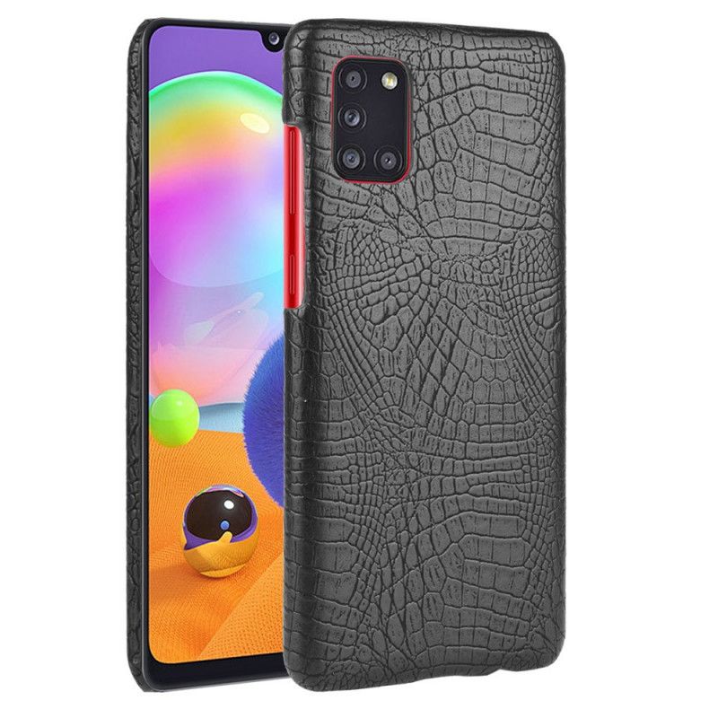 Cover Hoesje Samsung Galaxy A31 Wit Zwart Telefoonhoesje Krokodillenhuideffect