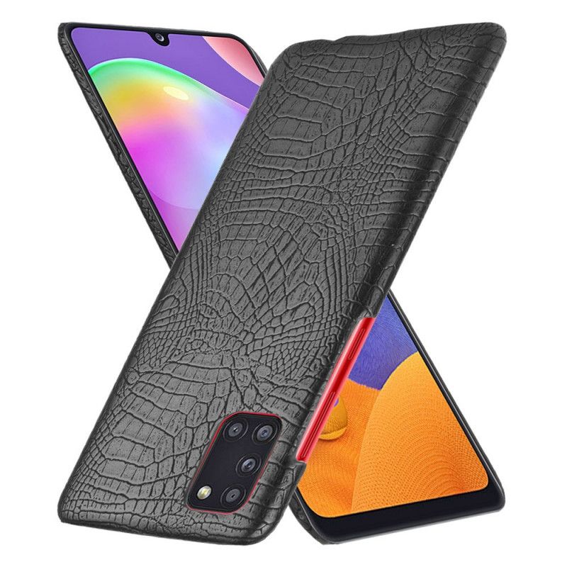 Cover Hoesje Samsung Galaxy A31 Wit Zwart Telefoonhoesje Krokodillenhuideffect