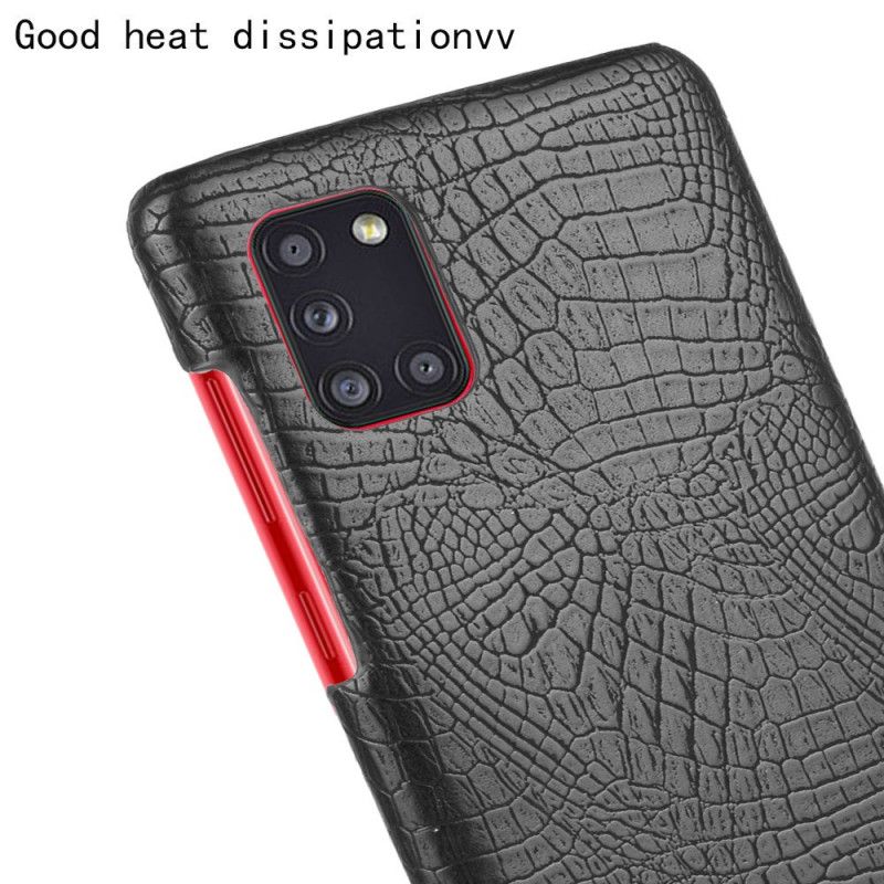 Cover Hoesje Samsung Galaxy A31 Wit Zwart Telefoonhoesje Krokodillenhuideffect