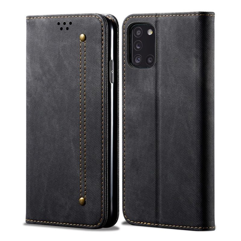 Folio-hoesje Samsung Galaxy A31 Donkerblauw Zwart Jeansstof