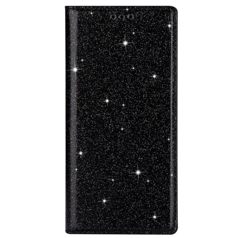 Folio-hoesje Samsung Galaxy A31 Grijs Zwart Telefoonhoesje Glitterstijl