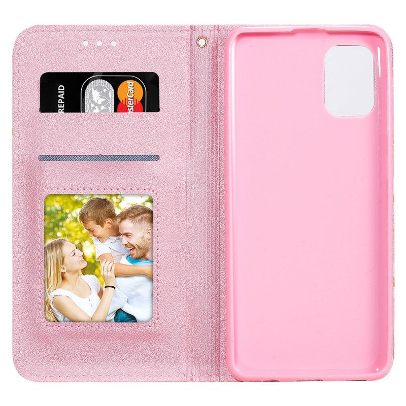 Folio-hoesje voor Samsung Galaxy A31 Oranje Roze Madeliefjes Kunstleer