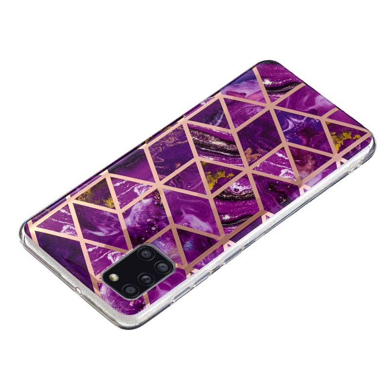 Hoesje Samsung Galaxy A31 Roze Zwart Ultra Designer Marmer