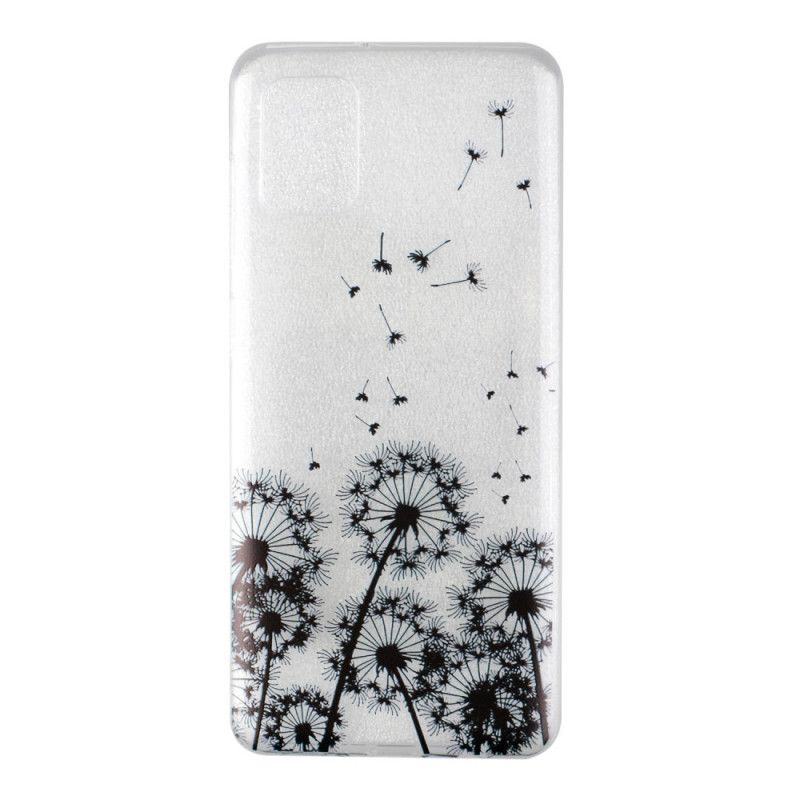 Hoesje Samsung Galaxy A31 Transparant Zwarte Paardebloemen