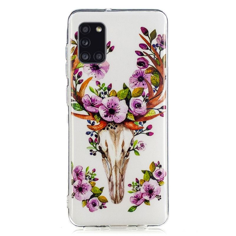 Hoesje voor Samsung Galaxy A31 Eland Met Fluorescerende Bloemen