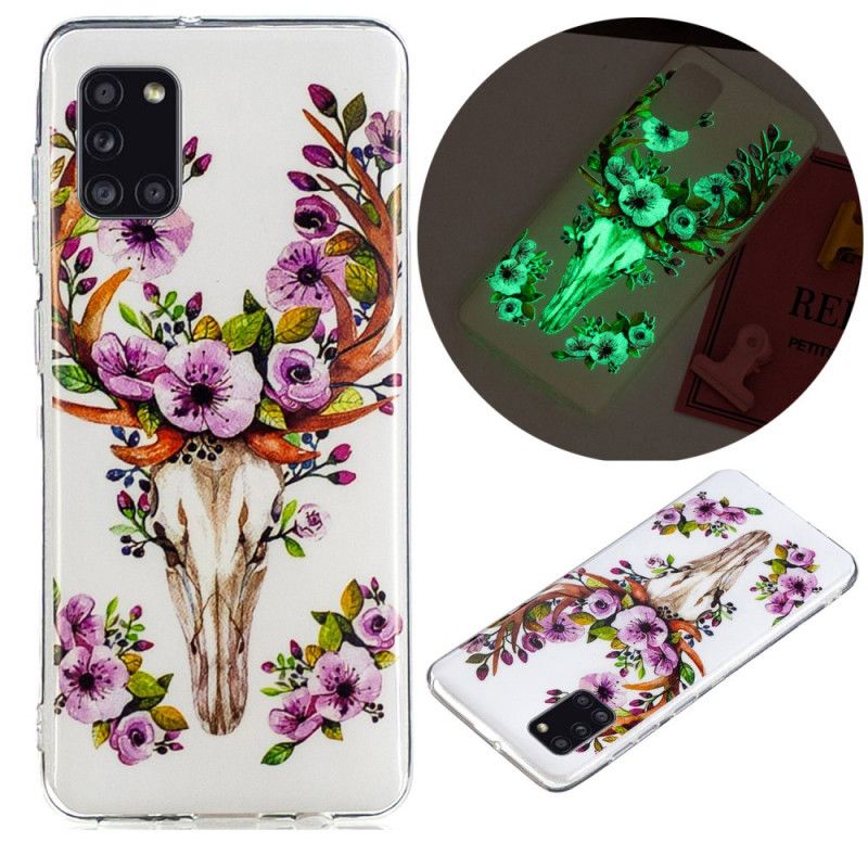 Hoesje voor Samsung Galaxy A31 Eland Met Fluorescerende Bloemen