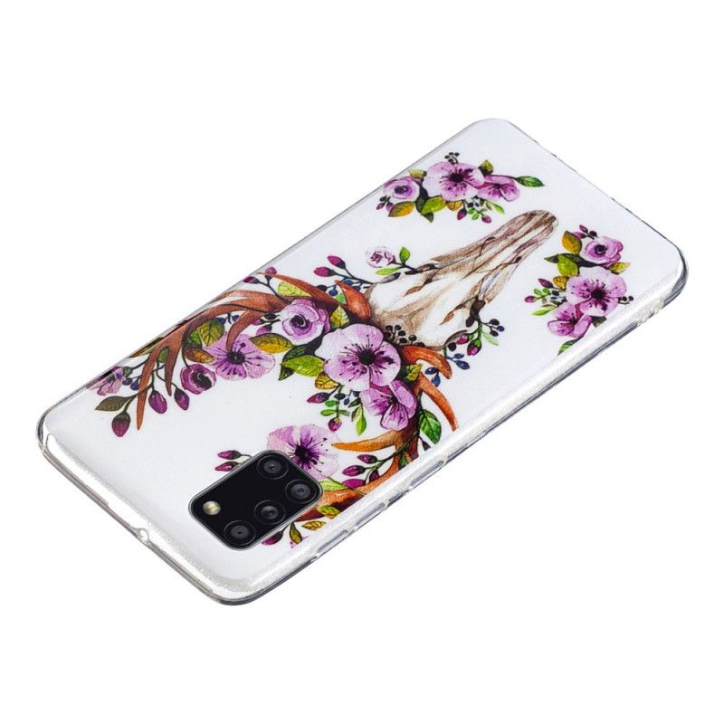 Hoesje voor Samsung Galaxy A31 Eland Met Fluorescerende Bloemen