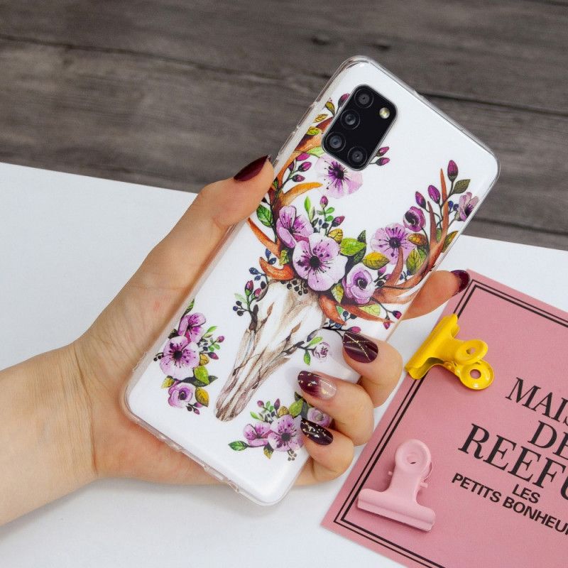 Hoesje voor Samsung Galaxy A31 Eland Met Fluorescerende Bloemen