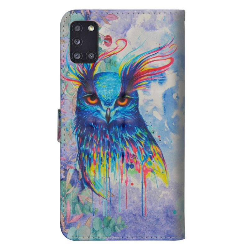 Leren Hoesje Samsung Galaxy A31 Aquarel Vogel