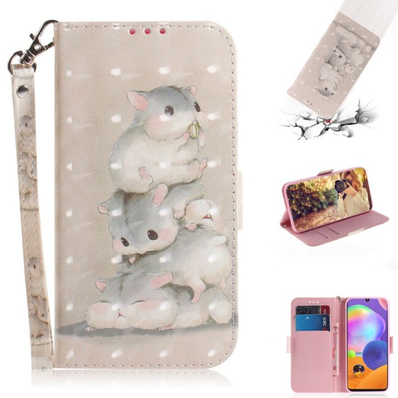 Leren Hoesje Samsung Galaxy A31 String Hamsters