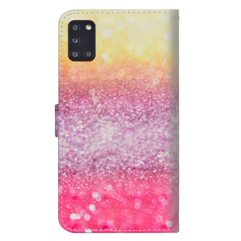 Leren Hoesje Samsung Galaxy A31 Telefoonhoesje Verloop Magenta Glitter