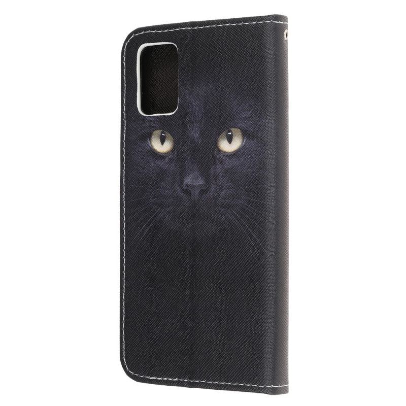 Leren Hoesje Samsung Galaxy A31 Telefoonhoesje Zwarte Kattenogen Met String