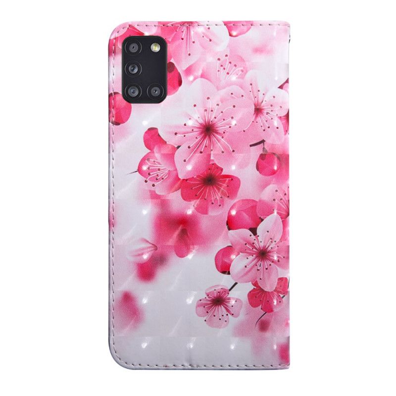 Leren Hoesje voor Samsung Galaxy A31 Roze Bloemen