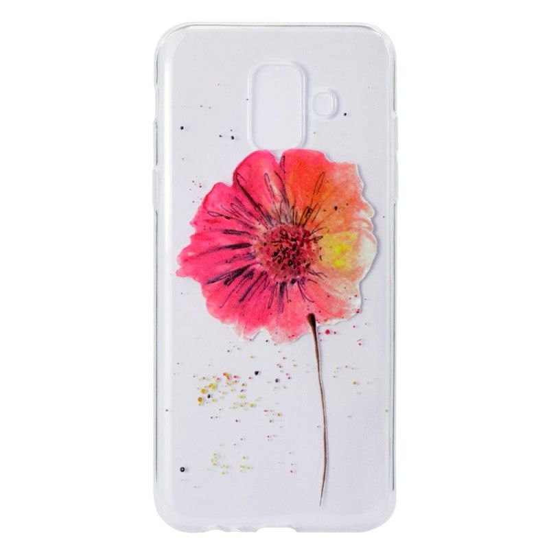 Case Hoesje Samsung Galaxy A6 Telefoonhoesje Transparante Aquarel Klaproos