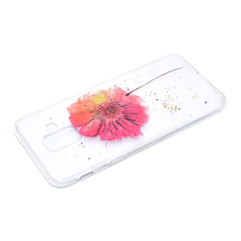 Case Hoesje Samsung Galaxy A6 Telefoonhoesje Transparante Aquarel Klaproos