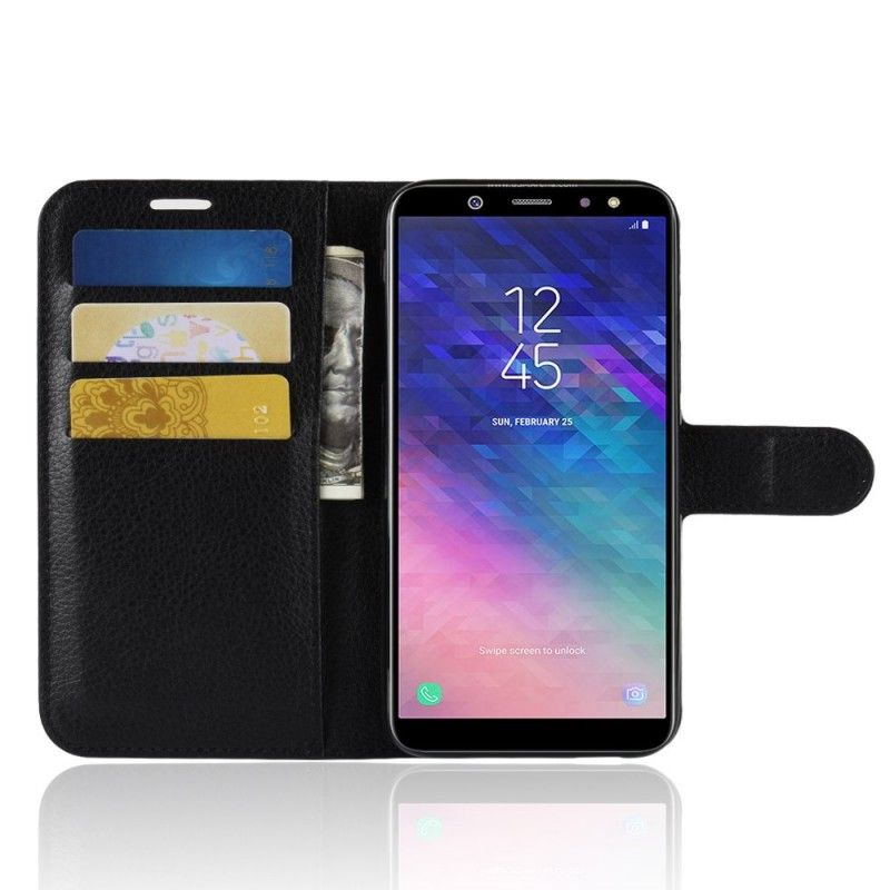 Cover Folio-hoesje Samsung Galaxy A6 Wit Zwart Telefoonhoesje Klassiek