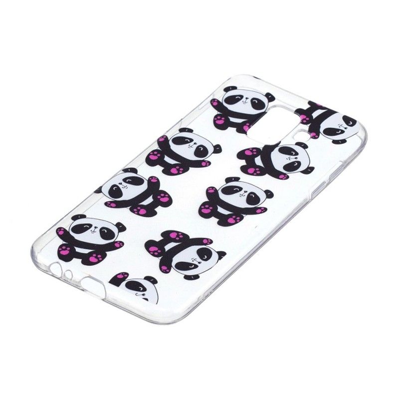 Cover Hoesje Samsung Galaxy A6 Telefoonhoesje Transparante Panda'S Hebben Plezier