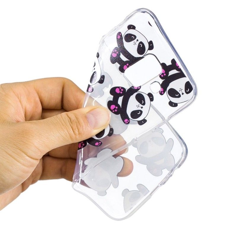 Cover Hoesje Samsung Galaxy A6 Telefoonhoesje Transparante Panda'S Hebben Plezier