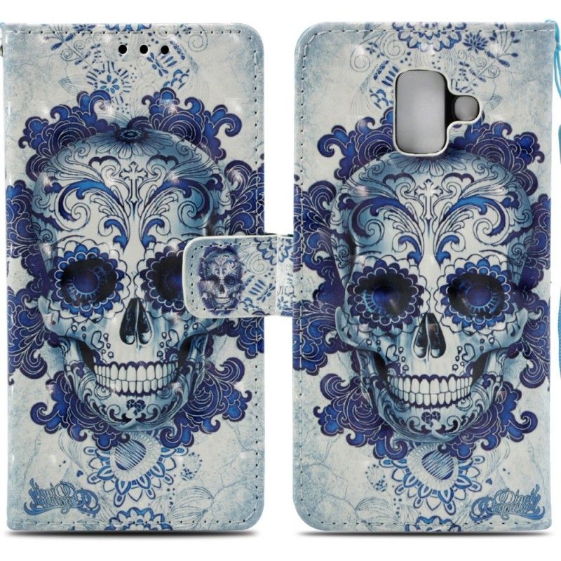 Flip Case Leren Samsung Galaxy A6 3D Blauwe Schedel