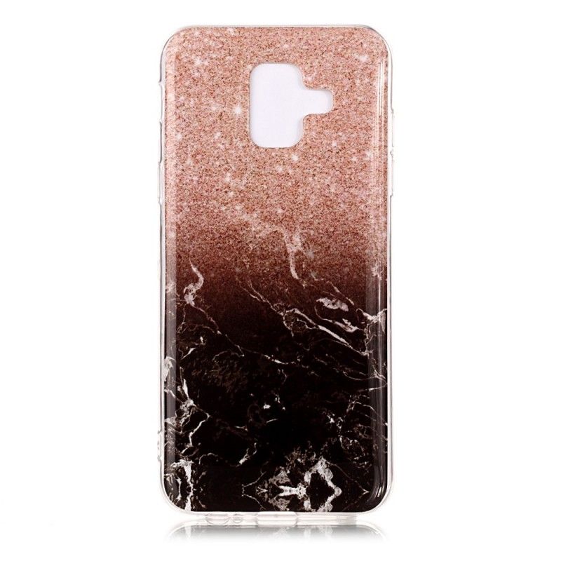 Hoesje voor Samsung Galaxy A6 Wit Zwart Marmeren Glitter