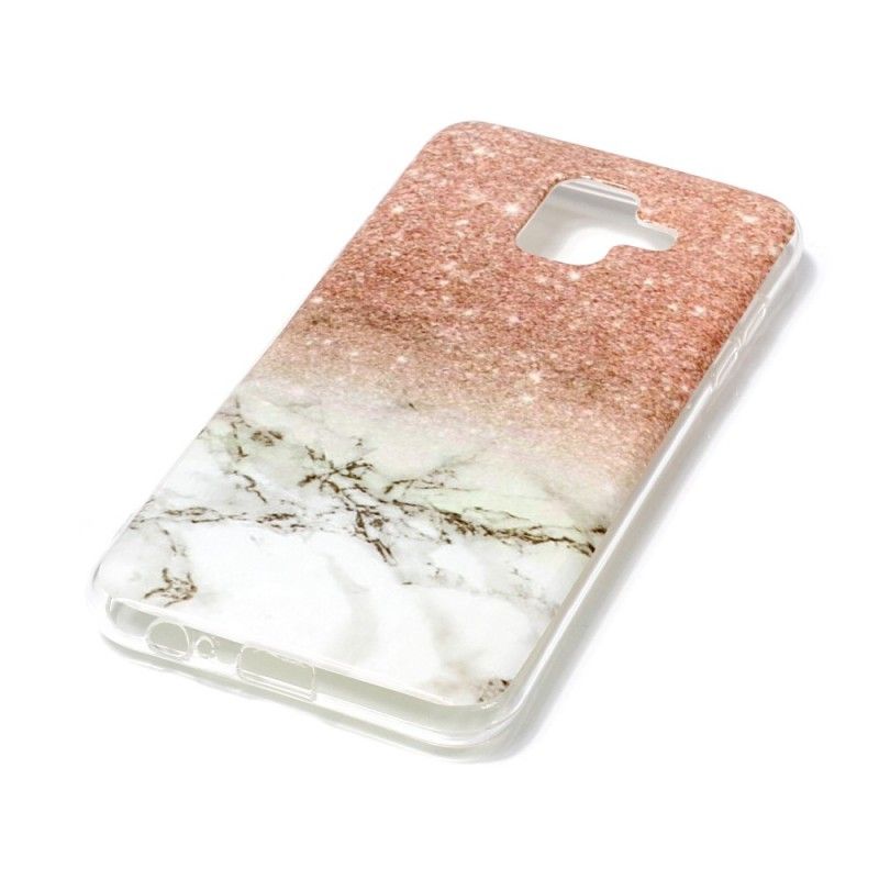 Hoesje voor Samsung Galaxy A6 Wit Zwart Marmeren Glitter