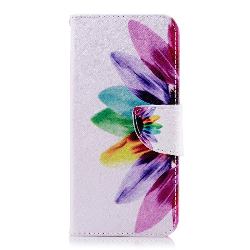 Leren Hoesje Samsung Galaxy A6 Aquarelbloem