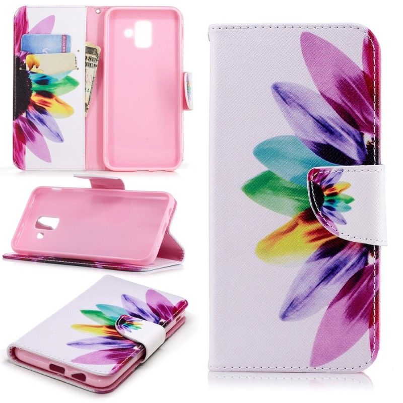 Leren Hoesje Samsung Galaxy A6 Aquarelbloem